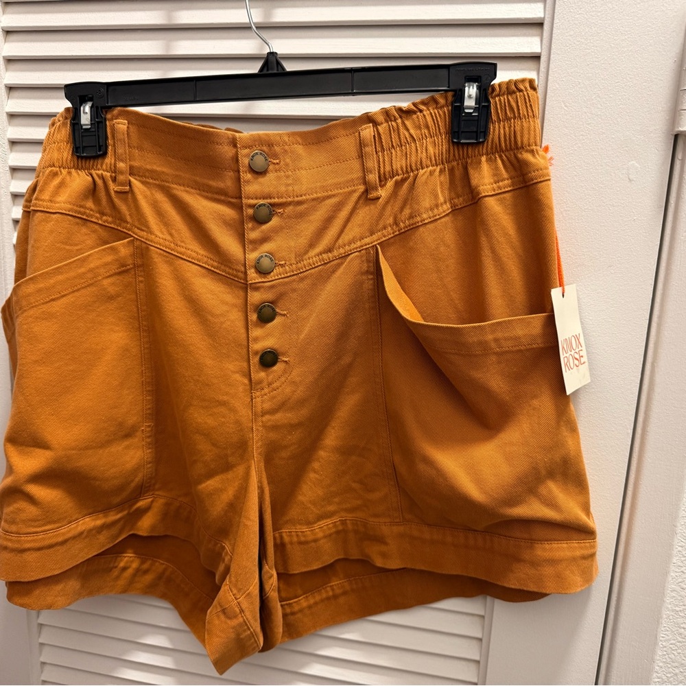 Rust Orange High-Waisted Shorts